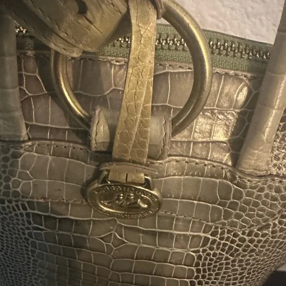 Vintage Brahmin Croc Embossed Beige Leather Backpack  display picture 3